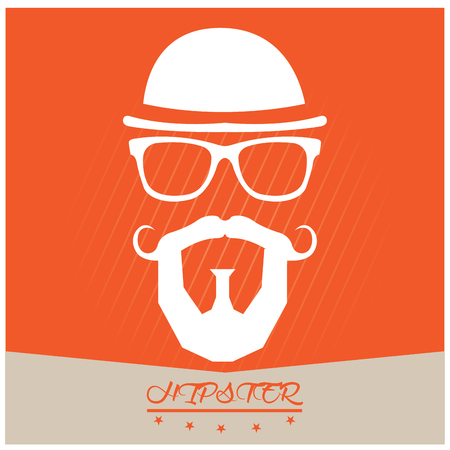 Colored background with text and silhouettes of a hat, glasses, mustache and a beardのイラスト素材