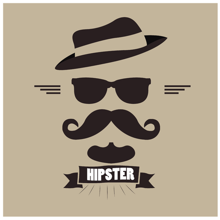 Colored background with silhouettes of a hat, mustache, glasses and a beardのイラスト素材