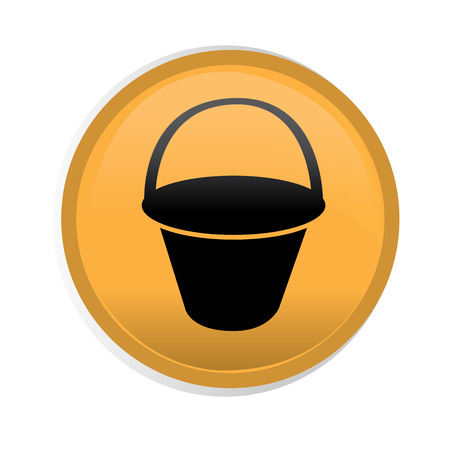 Isolated yellow button with a black silhouette of a bucketのイラスト素材
