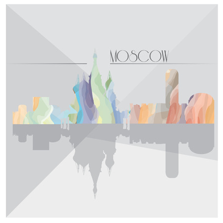 Isolated textured cityscape of Moscow on a grey backgroundのイラスト素材