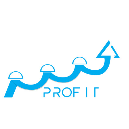 Isolated blue business graph with unique style, text and a textureのイラスト素材