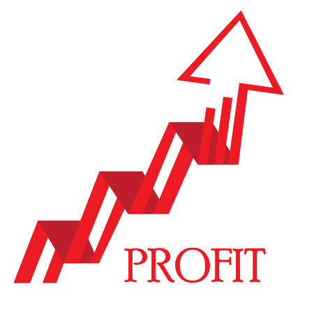 Isolated red business graph with unique style, text and a textureのイラスト素材