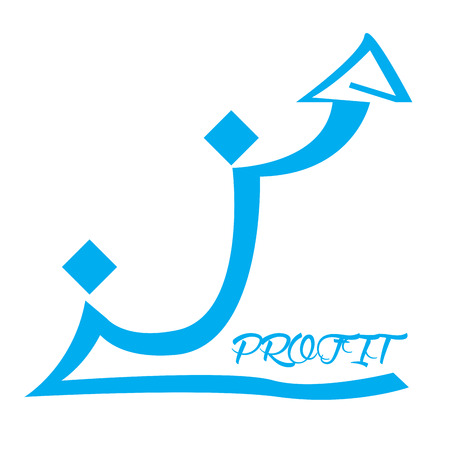 Isolated blue business graph with unique style, text and a textureのイラスト素材
