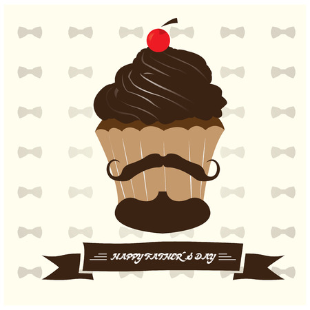 Isolated cupcake with a mustache and a beard on a white background for father's day celebrationsのイラスト素材