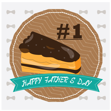 Isolated banner with a ribbon with text and a piece of cake for father's day celebrationsのイラスト素材