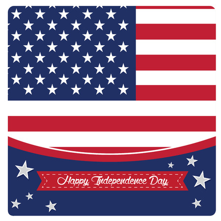 Colored background with stars, the american flag and a ribbon with text for independence day celebrationsのイラスト素材