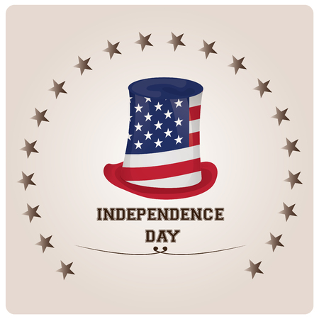 Isolated traditional hat with the american flag and some stars for independence day celebrationsのイラスト素材