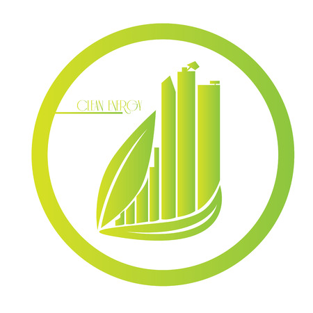 Isolated green bars with a pair of leaves on a white backgroundのイラスト素材