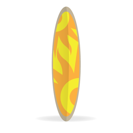 Isolated surfboard with a colored texture with suns on a white backgroundのイラスト素材