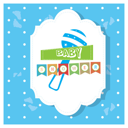 Isolated sticker with text and a baby shaker on a textured backgroundのイラスト素材