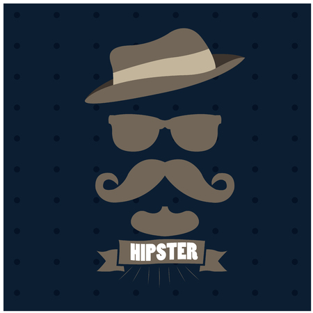 Textured background with some hipster icons and a ribbon with textのイラスト素材