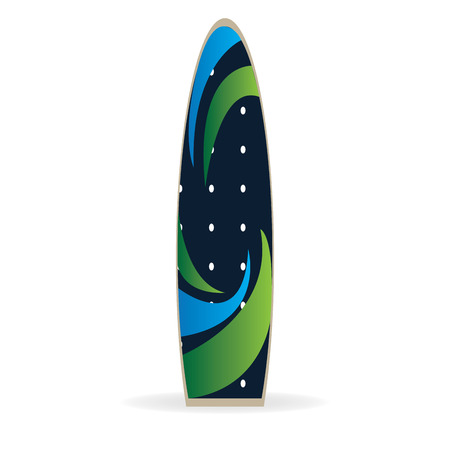 Isolated surfboard with a colored texture on a white backgroundのイラスト素材