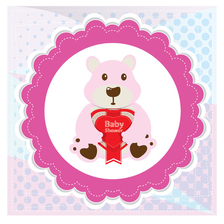 Isolated sticker with a teddy bear on a textured backgroundのイラスト素材