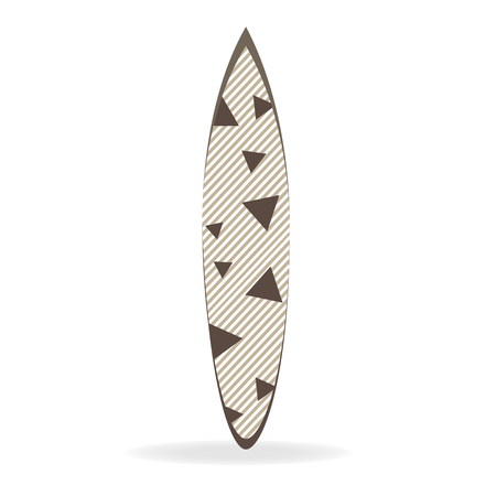 Isolated surfboard with a texture of stripes and triangles on a white backgroundのイラスト素材