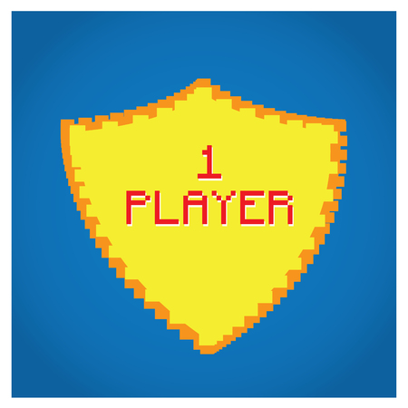 Isolated pixeled shield with text on a blue backgroundのイラスト素材