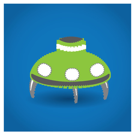 Isolated pixeled spaceship on a blue backgroundのイラスト素材