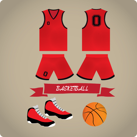 Basketball objects, Sport uniform, Vector illustrationのイラスト素材