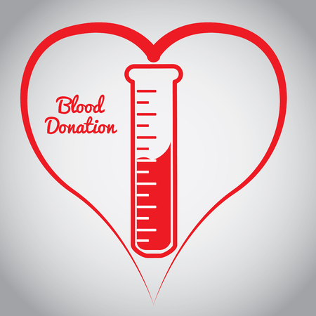 Isolated heart with a test tube, Blood donation, Vector illustrationのイラスト素材