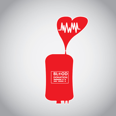 Isolated bag, heart shape, Blood donation, Vector illustrationのイラスト素材
