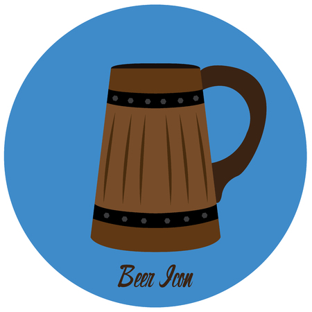 Wooden mug, Isolated beer, Vector illustrationのイラスト素材