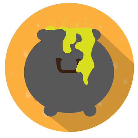 Isolated witch cauldron icon on a stamp, Vector illustrationのイラスト素材