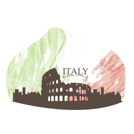 Isolated skyline of Rome on a colored backgroundのイラスト素材