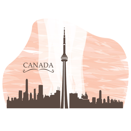 Isolated skyline of Toronto on a colored backgroundのイラスト素材