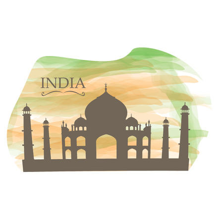 Isolated landscape of Taj Mahal on a colored backgroundのイラスト素材