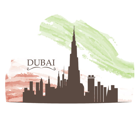 Isolated skyline of Dubai on a colored backgroundのイラスト素材