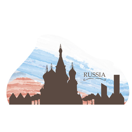 Isolated skyline of Moscow on a colored backgroundのイラスト素材