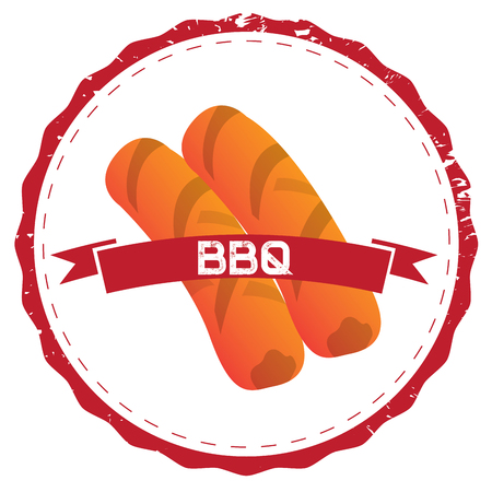 Isolated barbecue label with a pair of sausages, Vector illustrationのイラスト素材