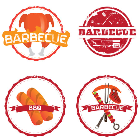 Set of barbecue illustrations on white background, Vectorのイラスト素材