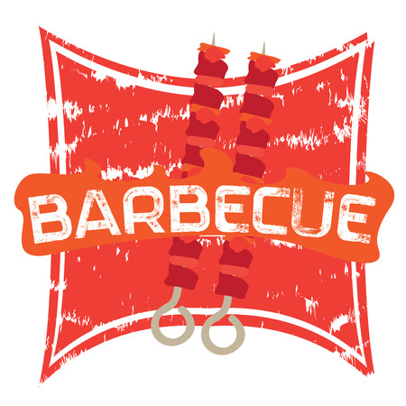 Isolated barbecue stamp with a pair of meat sticks, Vector illustrationのイラスト素材