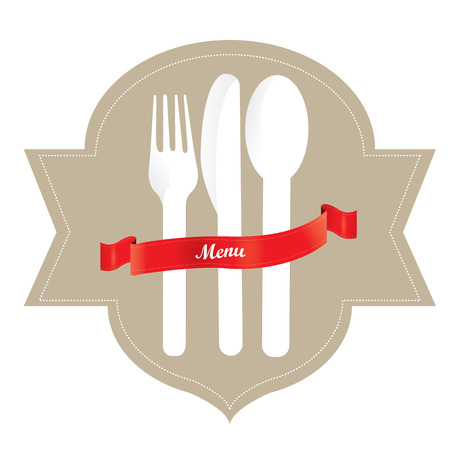Isolated menu label design with silverwares, Vector illustrationのイラスト素材