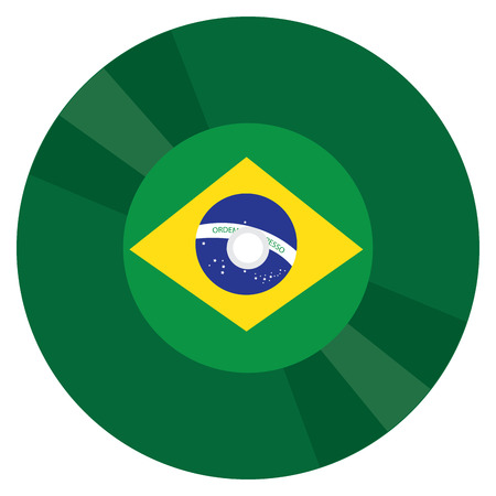 Isolated Brazilian flag on a CD, Vector illustrationのイラスト素材