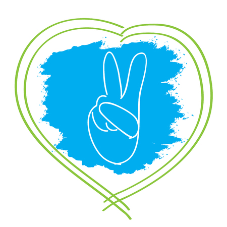 Isolated heart shape with a peace symbol, Vector illustrationのイラスト素材