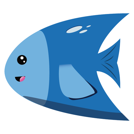 Isolated happy cute fish, Animal Vector illustrationのイラスト素材