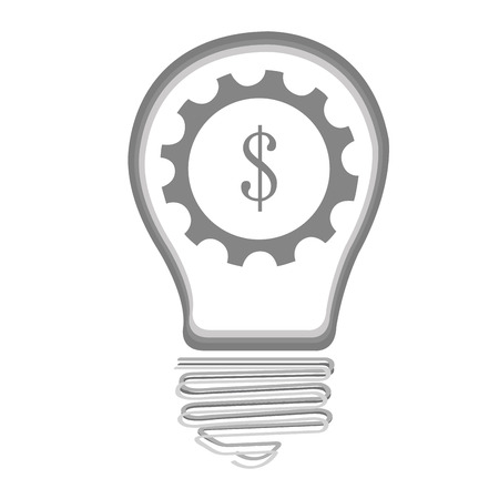 Isolated lightbulb with a piece of gear and a money symbol, Vector illustrationのイラスト素材