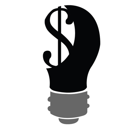 Isolated silhouette of an abstract lightbulb with a money symbol, Vector illustrationのイラスト素材
