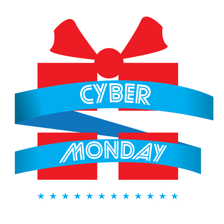 Isolated silhouette of a gift, Cyber monday vector illustrationのイラスト素材