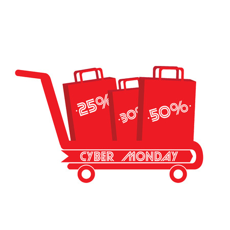 Isolated shopping cart with bags, Cyber monday vector illustrationのイラスト素材