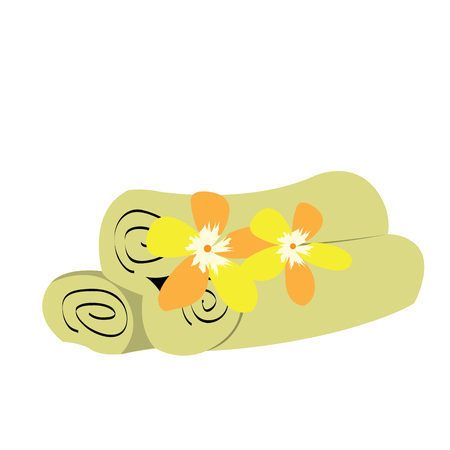 Isolated group of towels with some flowers, Spa vector illustrationのイラスト素材