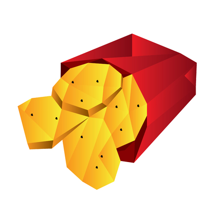 Isolated geometrical fried potatoes, Fast food illustrationのイラスト素材