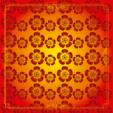 Colored chinese traditional background with ornaments , Vector illustrationのイラスト素材