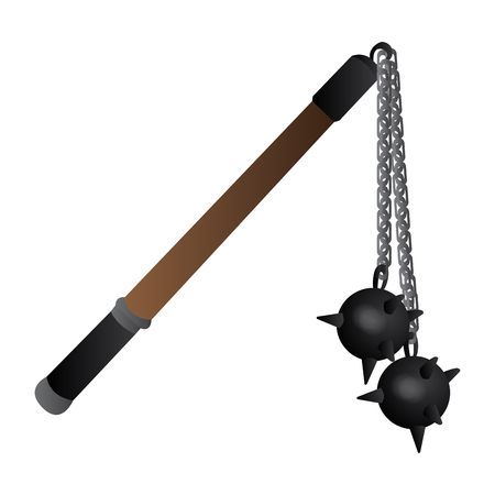 Isolated flail weapon on a white background, Vector illustrationのイラスト素材