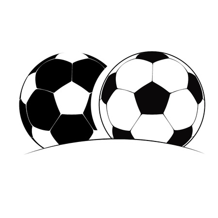 Isolated pair of soccer balls on a white background, Vector illustrationのイラスト素材