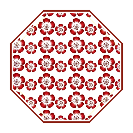 Isolated traditional label with flowers, Vector illustrationのイラスト素材