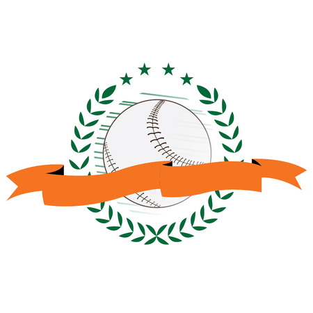 Isolated baseball emblem with a laurel wreath, Vector illustrationのイラスト素材