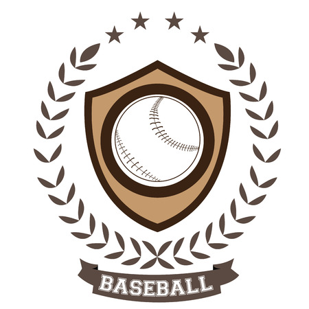 Isolated baseball emblem with a laurel wreath, Vector illustrationのイラスト素材