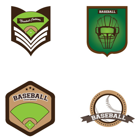 Set of baseball emblems on a white background, Vector illustrationのイラスト素材